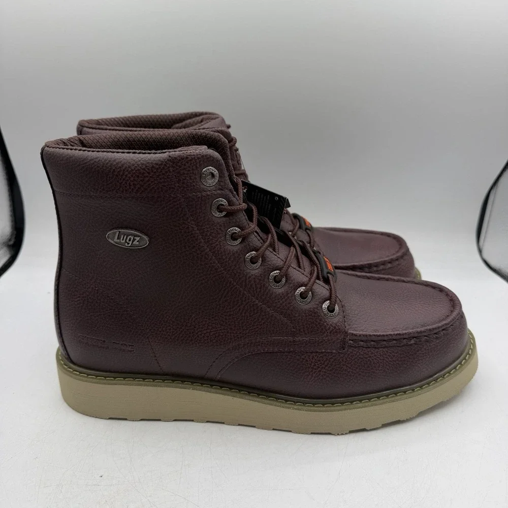 Lugz Monterey Work Boots Men Sz 12 D Oxblood Red 5 Inch Slip Resistant Steel Toe